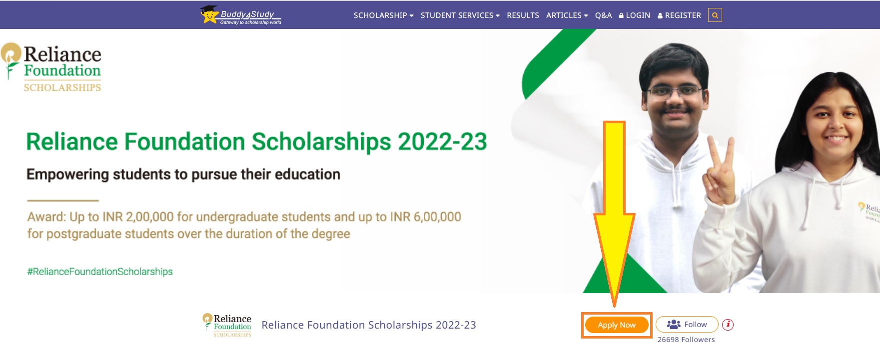 Reliance Foundation Scholarship Apply
