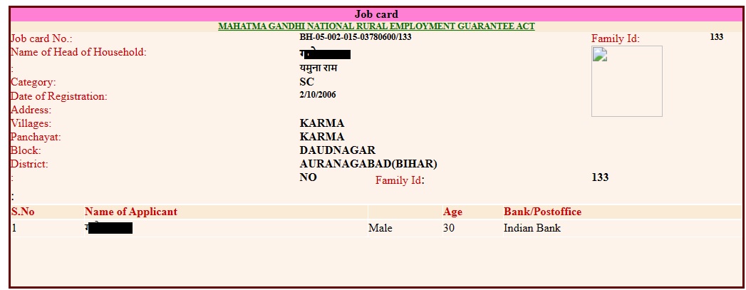 Bihar manrega job card list check