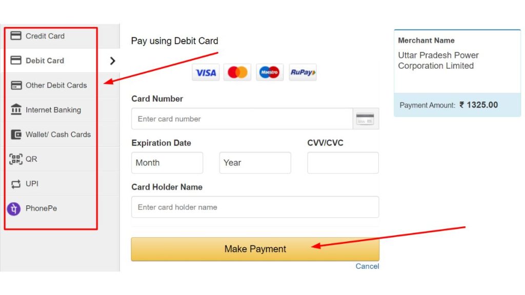 Pay Using Debit Card