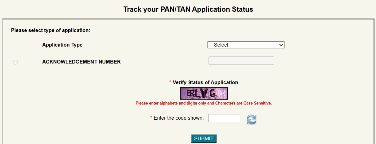 Track PAN application status
